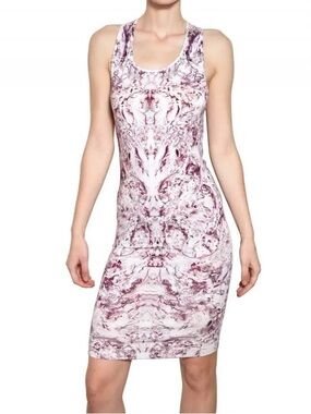 Alexander McQueen Tan Marbled Jersey Dress 46